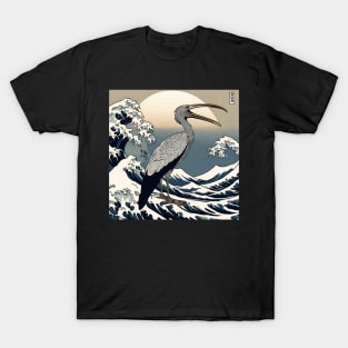 Vintage Shoebill Stork in the Great Wave Off Kanagawa T-Shirt